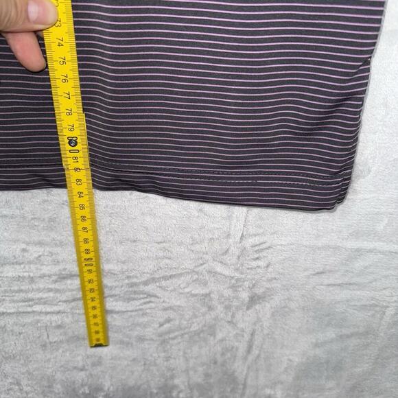 Horn Legend Performance Polo Shirt Men L Purple Stripe Torrey Pines Golf Stretch - Picture 11 of 11